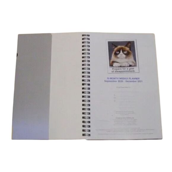 Grumpy Cat 2021 Planner, Weekly & Monthly, MEMES! Book, Spiral bound - Picture 9 of 11